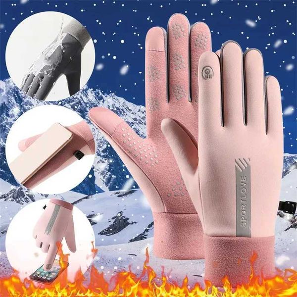 Sports Gloves Winter Gloves Women Cycling Bike Thermal Fleece Cold Resistance Wind Waterproof Bicycle Warm Outdoor Running Skiing Mittens z2