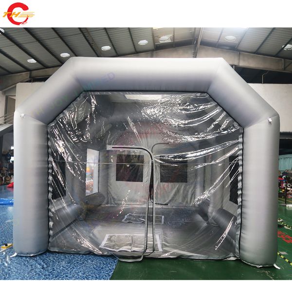 Free Ship 8x4x3mH 26.2x13.2x10ft Silvery Inflatable Paint Booth For Car Spray Booth Air Filter Tents Garage Tent