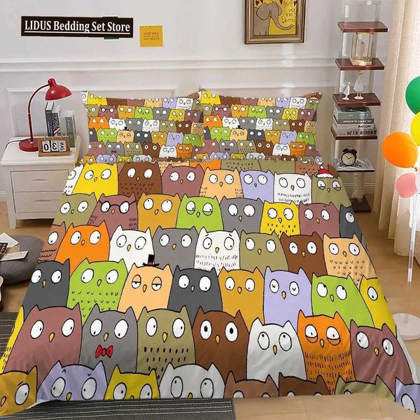 Animals Boys Bedding Set Cute Funny Yellow Cartoon Chick Duvet Cover Set King Queen Cartoon Animals Soft Polyester Quilt Cover M250118