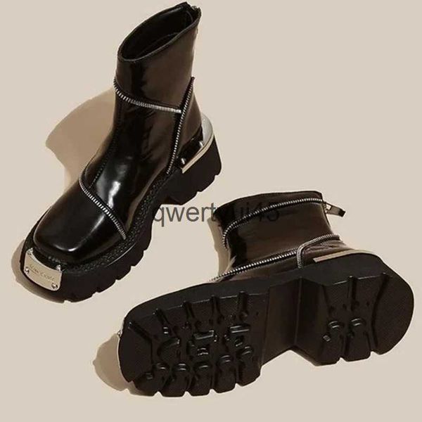 Boots Womens Soes 2024 ig high-quality zipper womens boots autumn round toe solid bucket eel waterproof Britis qwertyui45 H241107