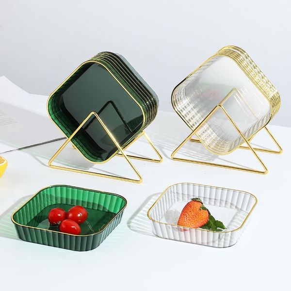 Plates 1 Set Spit Bone Dishes Transparent Non-slip Fruit Tray Trash Trays Small Plate Tableware Home Dinner Kitchen Storage Rack