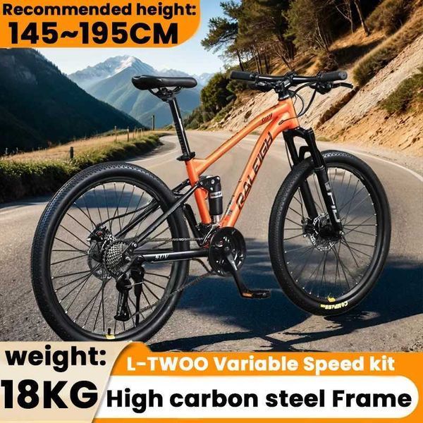 Bikes 24-26-27.5-29 inch high carbon steel soft tail mountain bike 24-27-30 high-speed off-road MTB bike with full suspension locking fork Q