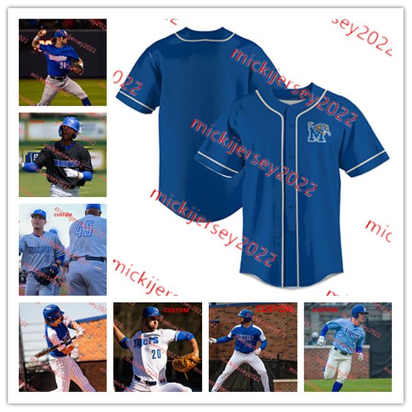 JT Durham Logan Rushing Memphis Tigers Baseball Jersey Daniel Casto Chase Kessinger Jackson Lyons David Warren BJ Banyon Memphis Jerseys Cus