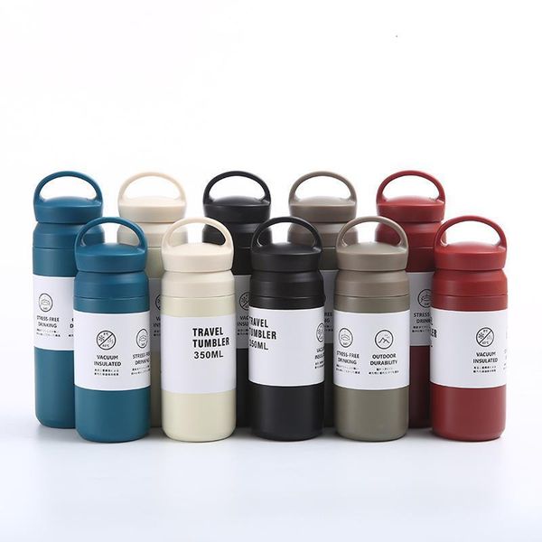 Japanese Haruku Stainless Steel Insulated Creative Handheld Lid Portable Outdoor Travel Double layer Vacuum Coffee Cup