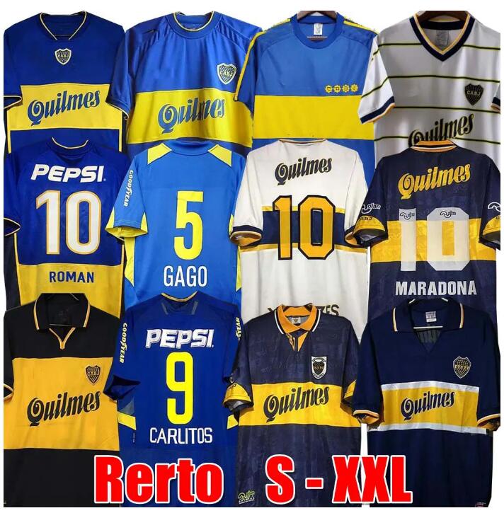 84 95 96 97 98 Boca Juniors Retro Soccer Jersey Maradona ROMAN Caniggia RIQUELME 1997 2002 PALERMO Football Shirts Maillot Camiseta de Futbol 99 00