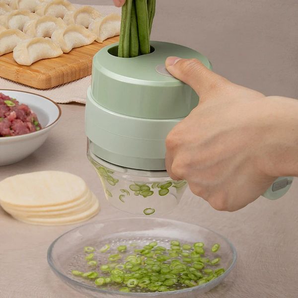 4 in 1 Handheld Electric Vegetable Cutter Set Kitchen Tools For Garlic Pepper Chili Onion Celery Ginger Meat With Brush 250113