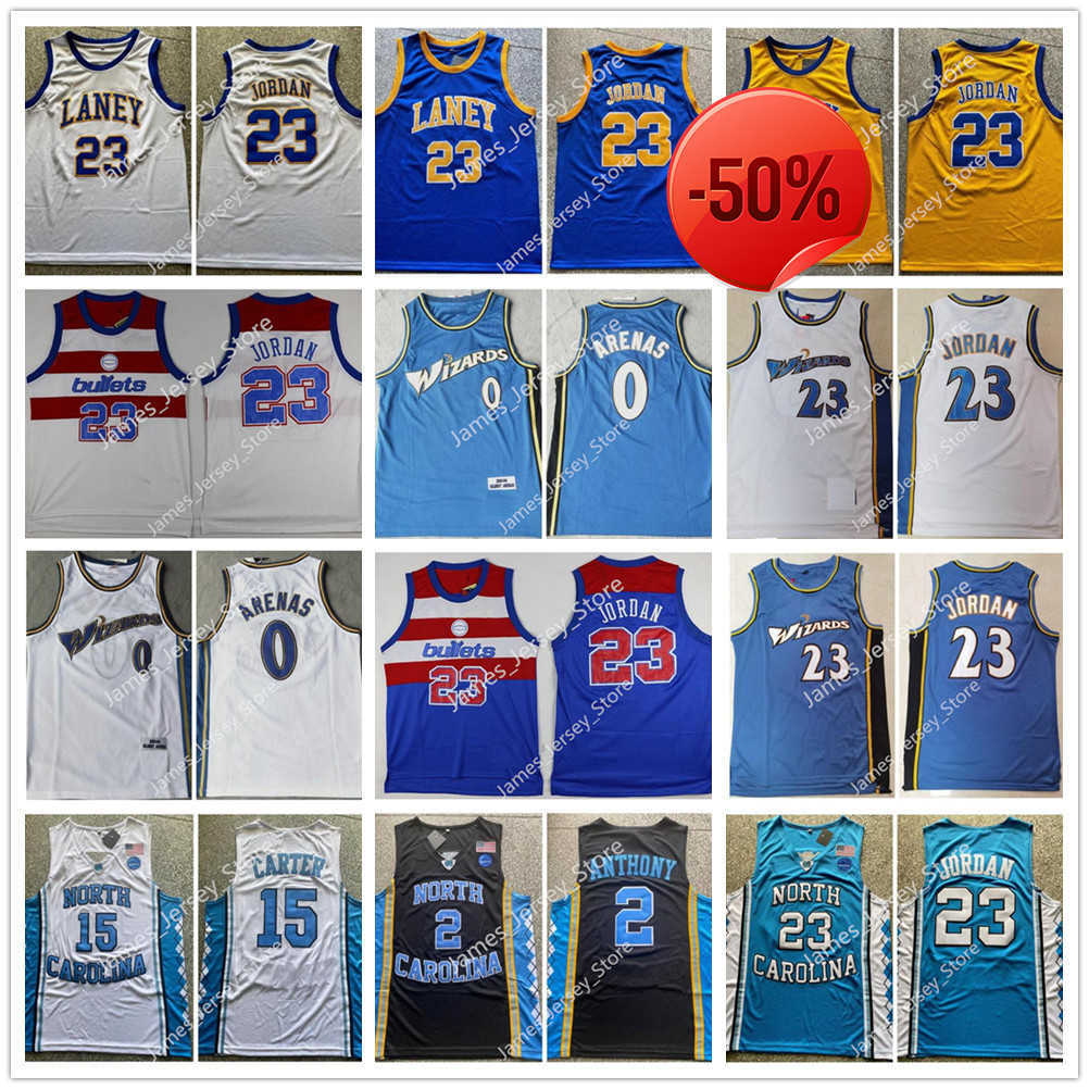 Vintage 2003-2004 Gilbert Arenas Stitched Bullets Basketball Jerseys Michael 23 Jorden Blue White Shirts NCAA North Carolina Tar Heels 15