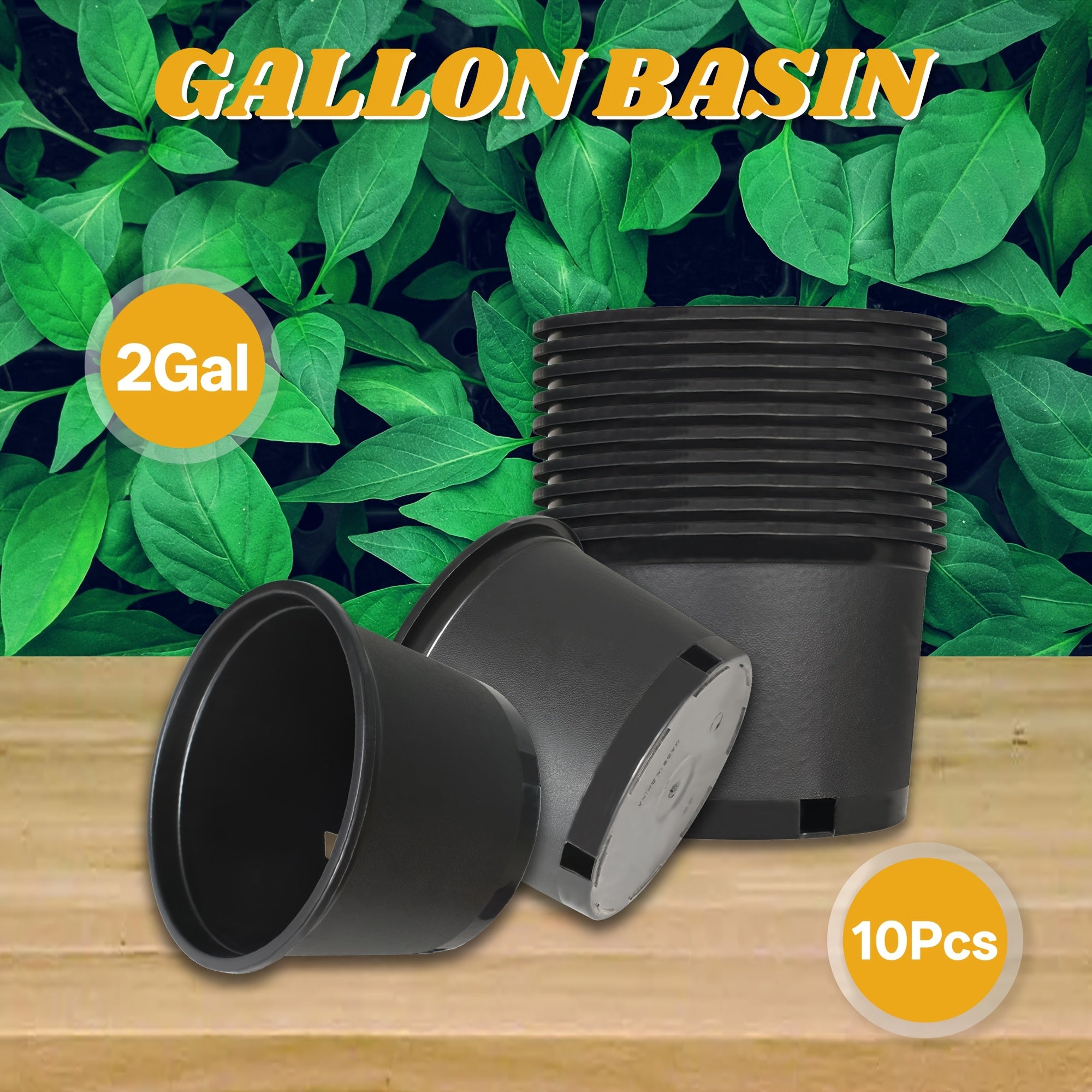 TEMU 10pcs Heavy-duty 2 Gallon Nursery Pots - Extra Thick Construction, Stable Squat Base, Lightweight Planters For Indoor-outdoor, Gardening, Farm,