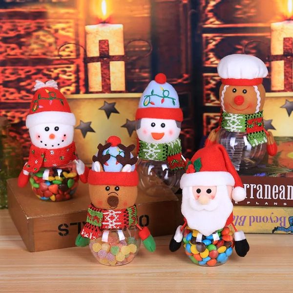 Christmas candy cans plastic transparent gift boxes elderly snowmen elk Christmas supplies decorative children&#039;s small gifts