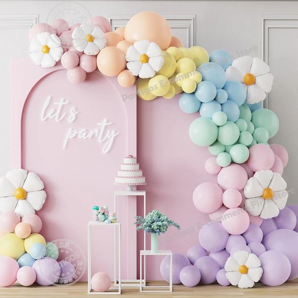 Other Decorative Stickers 141Pcs Macaron Candy Colored Balloon Garland Arch Daisy Foil Girl Princess Birthday Party Wedding Decoration Baby
