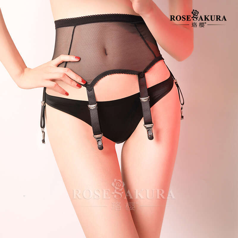 Rosesakura High-End with Rubber Coated Metal Gourd Buckle Garter Belt Style Long Silk Stockings Accessories 7369