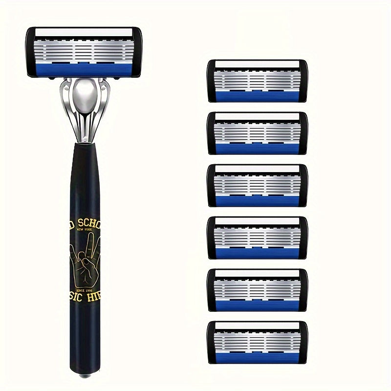 TEMU High Quality Men's Metal Shaver With 1 Handle And 36 Blades, Hip-hop Style Anti Slip Handle, Replacement Blades, Classic Shaving Tool