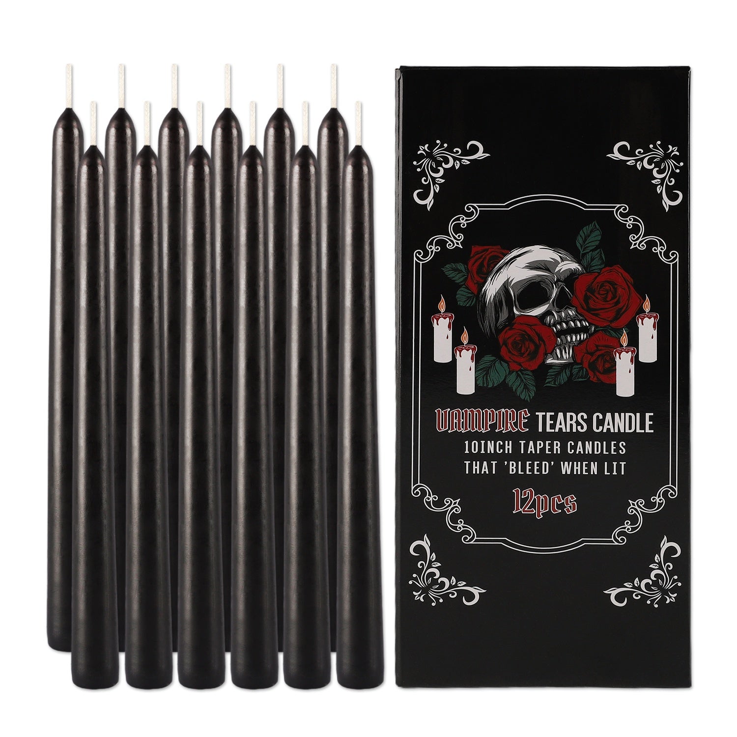 TEMU 12 - Pack 10 - Inch Vampire Tears Taper Candles - Bleed - Effect For Spooky Ambiance