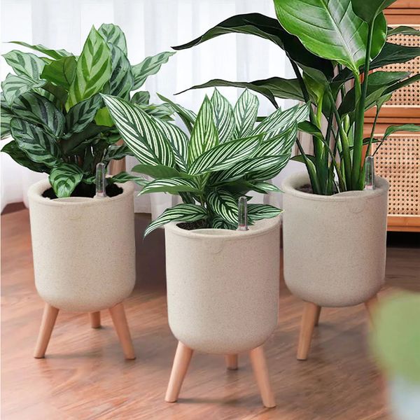 Garden Flower Pot Self Watering Succulents Planters with Water Level Indicator Floor-standing Storage Basin Flowerpot Decoration 240304