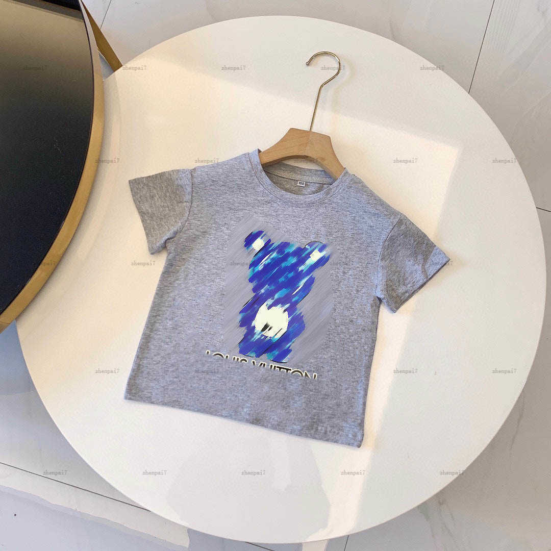 Top one child T shirts Logo Flower Bear Print boys top Size 90-150 CM designer baby clothes girl Short Sleeve summer cotton kids tees A000X07N248-l