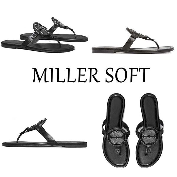 Designer tory Miller Soft sandals woman famous slippers slides charm sliders black brown nude leather plat-form womens burches shoes summer
