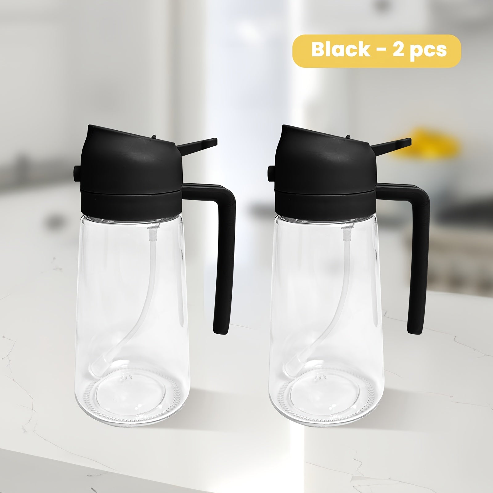 TEMU 160z-470ml Glass Olive Oil Sprayer, 2 In 1 Bottledispenser, For Air Fryer, Salad, And Bbq, Kitchengadgets Utensils (2pcs-set) Father Gift