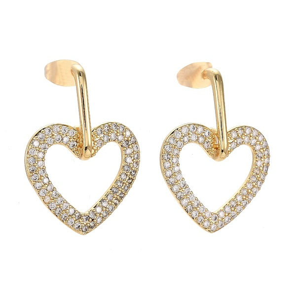 Boucles d'oreilles pendantes en laiton avec pavé de zircon cubique transparent