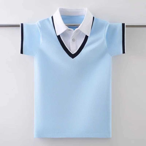 Kids Pure Cotton Polo Shirt Summer Fashion Children School Uniform T-Shirt For Teenager Boys 4-15 Years TopsXJ241225
