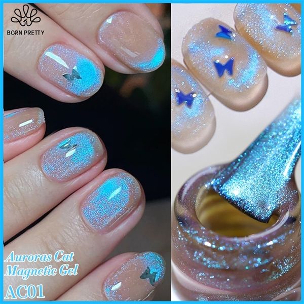 10ml Auroras Blue Cat Magnetic Gel Nail Polish Shining Glimmer Fairy Crystal Magnetic Gel Polish for Summer Nail DIY 240626