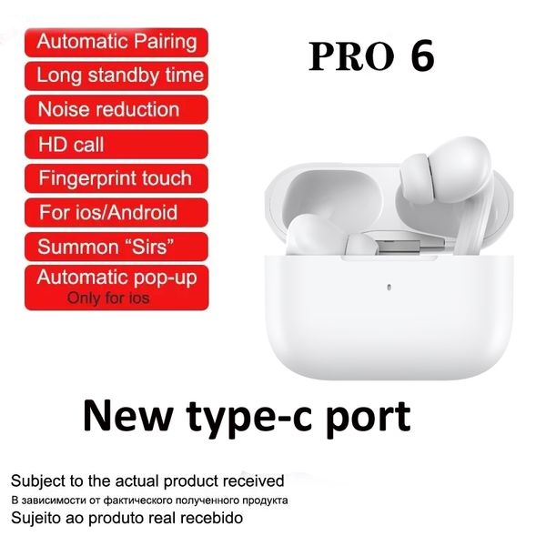 TWS Pro6 Earphone Bluetooth Headphones with USB-C Charging Port Pro 6 Earbuds for Iphone Xiaomi Samsung Android Wireless Bluetooth ANC Heads