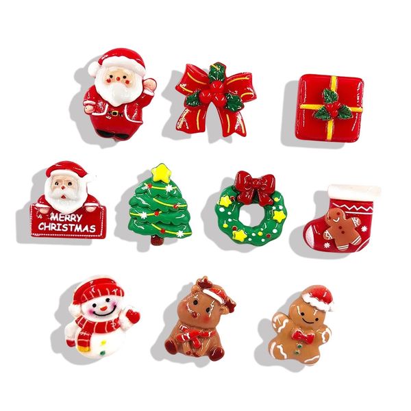 10pcs Christmas Snowman Gift Figurine Resin Refrigerator Fridge Magnet Whiteboard Sticker Diy Decoration Kitchen Accessories 241120