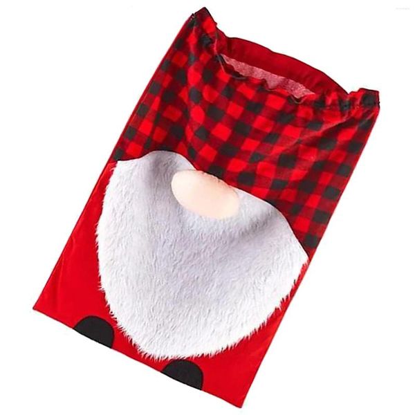 Christmas Large Decorations Bags Red And Black Plaid Cloth Bag For Festivals Parties