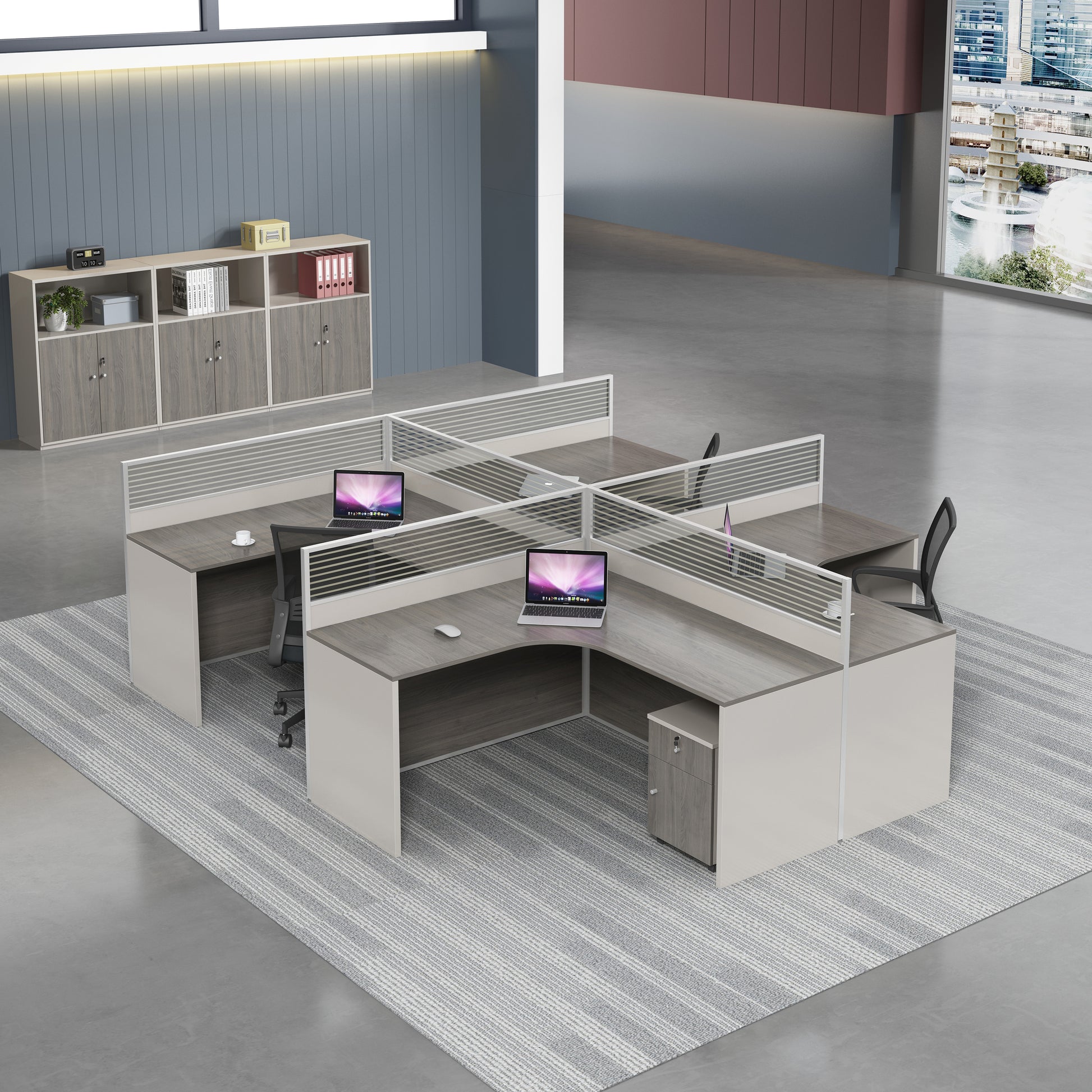 Modern Open Office Furniture - Independent Office Desk with Acrylic Partition