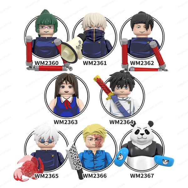 WM Blocks WM6140 Anime Jujutsu Kaisen Zenin Geto Gojo Panda Nanami Inumaki Toge Anime Bricks Dolls Kids Mini Action Toy Figures