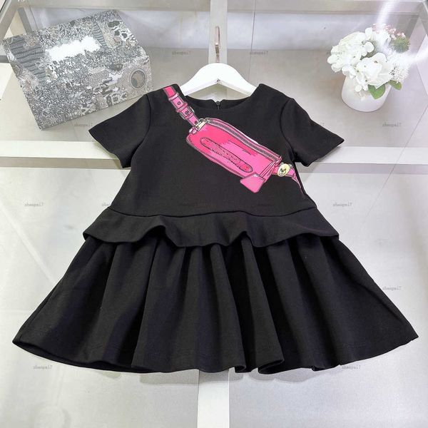 Top Girls dress Autumn kids dress round neck baby skirt Baby Clothes Crossbody bag pattern print Princess dress