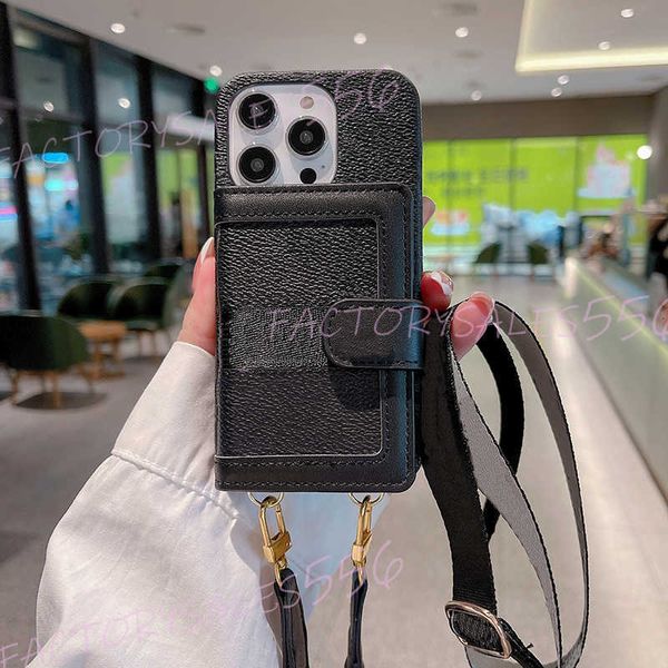 Cell Phone Cases Luxury Leather Wallet Phone Case for iPhone 16 15 14 Samsung S25 Crossbody Strap Card Holder Magnetic Tab Closure Lens Bump