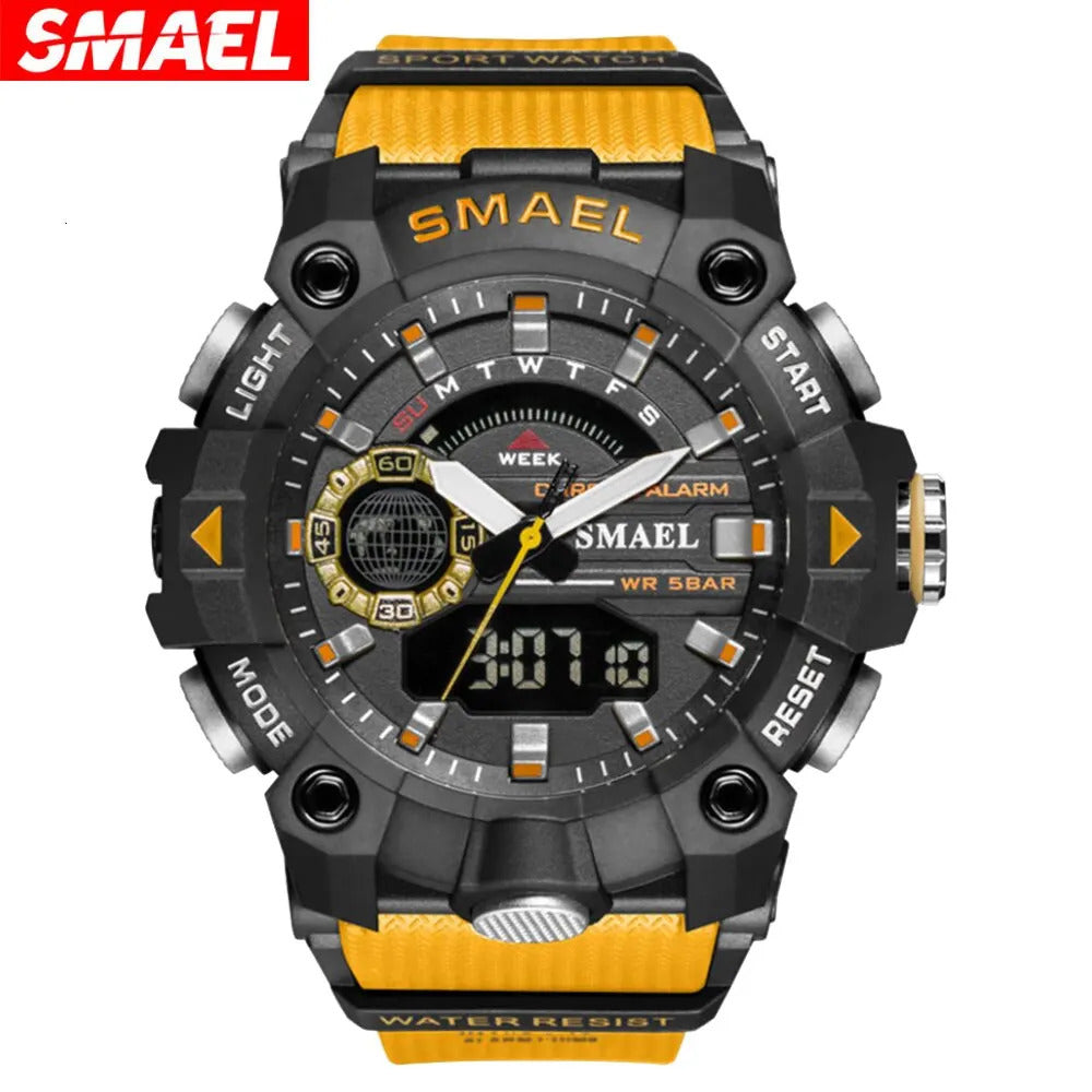 8040 Mens Watch SMAEL Fashion Sport Watches Men Shock Resistant 50M Waterproof Wristwatch LED Alarm Stopwatch Clock Military 250725