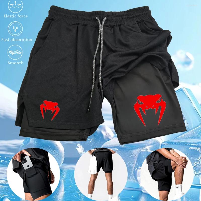 Men&#039;s Shorts Mma Men Compression Summer Gym Fitness Running Training Sports Two-In-One Mesh Breathable Quick-Drying