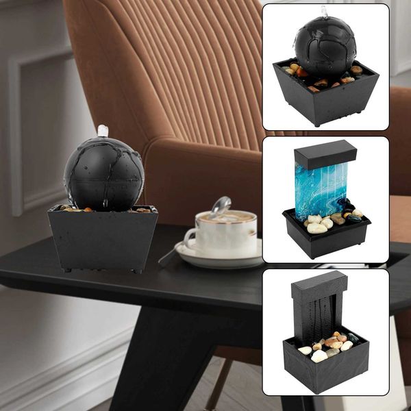 Tabletop Fountain with Light Battery-USB Operated Mini Indoor Water Fountain Feature Zen Meditation Fountain Decor for He Y250116