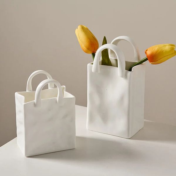 Handbag Vase Room Decor Ceramic Home Decoration Flower Living Plant Pot Arrangement Ornaments 250107