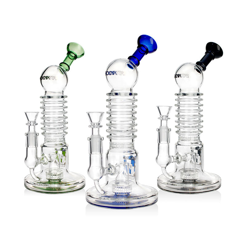 Phoenix Glass Bong Water Pipes Bubbler For Smoking With Showerhead Perc & Honeycomb Perc 10.5 Inches Black Blue Green