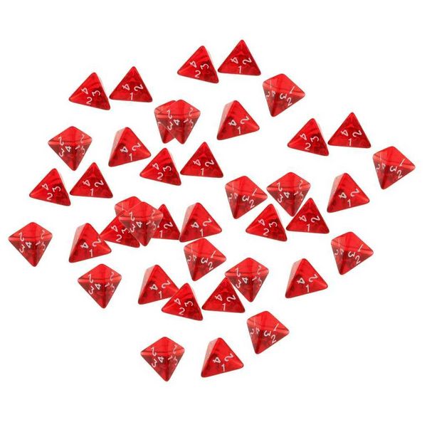 Dice Games 40 Pieces 4 Sided Dice Set D4 for Dungeons and Dragons Board Game Red Acrylic Polyhedral Dices for TRPG Game Lovers S2453109