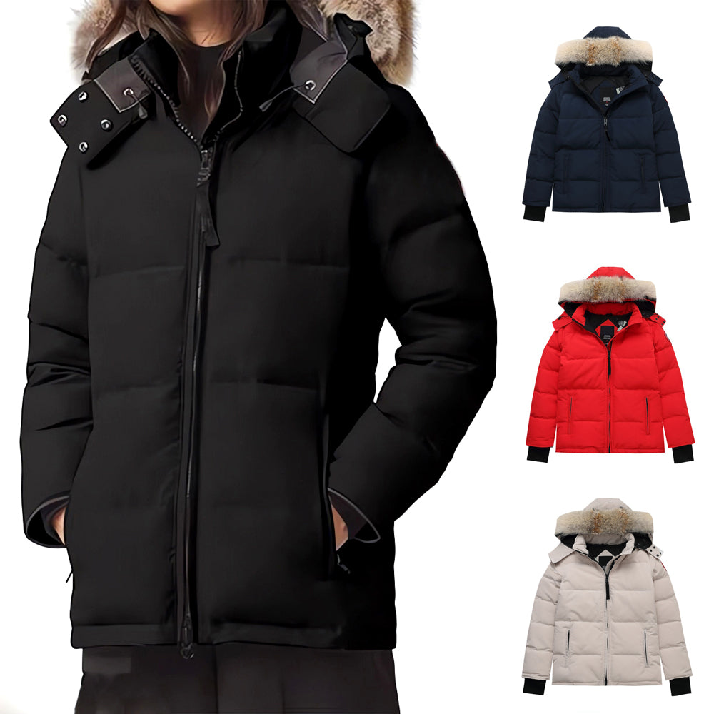 Womens puffer jacket designer puffer winter down jackets women outdoor fur hooded parka ladies thick warm outerwear coats