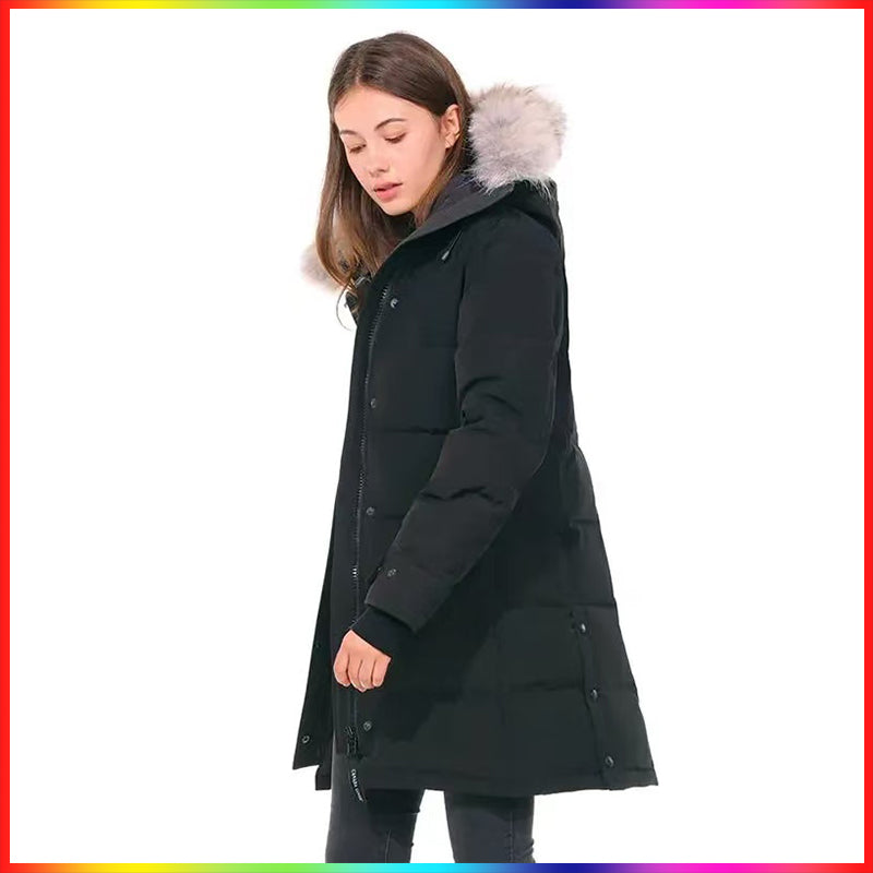 Womens Winter White Duck Down Jacket Woman Puffer Coat thick warm Women big Real Removable wolf Fur Collar Jackets casual slim outdoor hood thick Fe