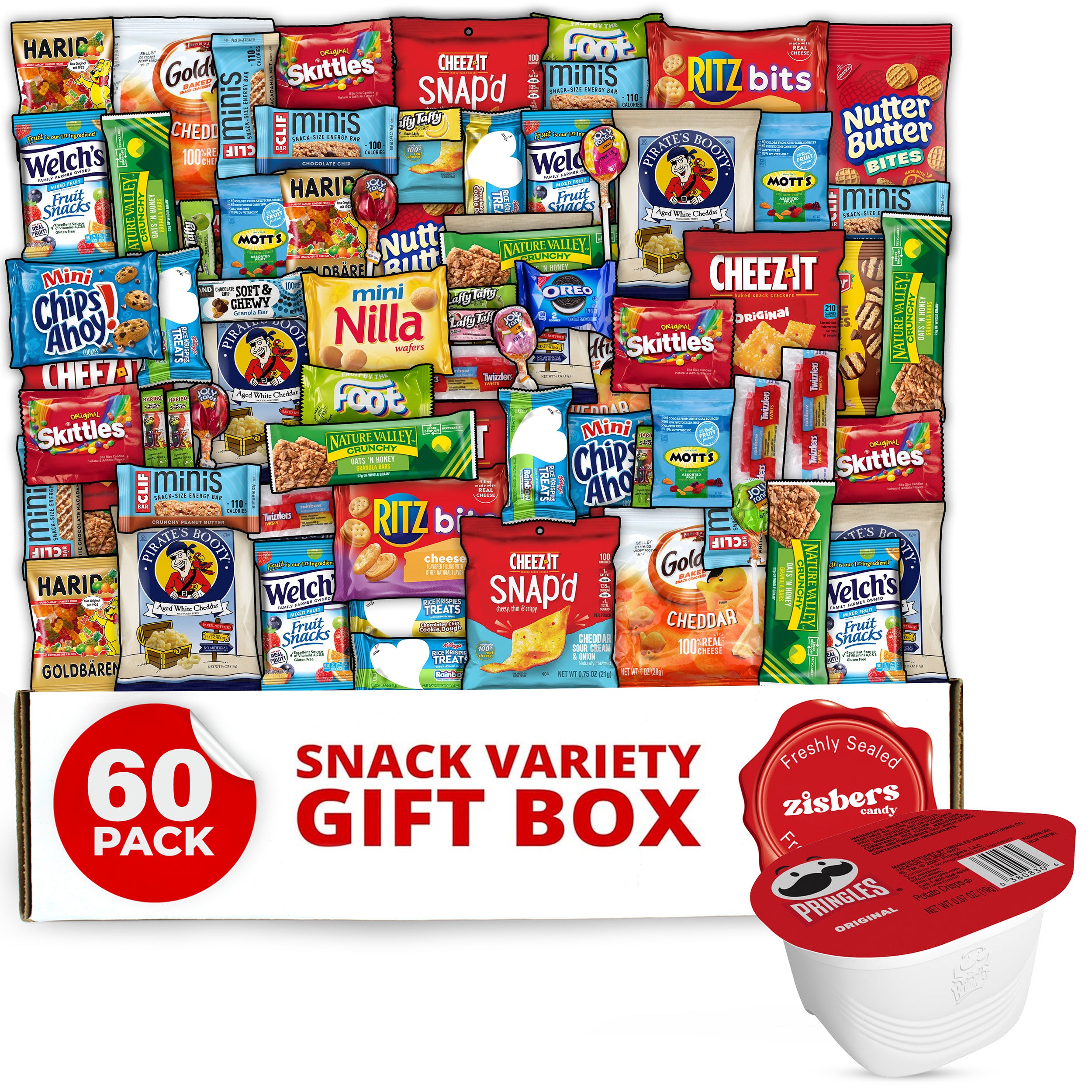 TEMU Variety Snack Box For Adults - 60 Count Care Package For Kids, College Students, And Office - Assorted Chips And Treats In A Beautiful Gift Box