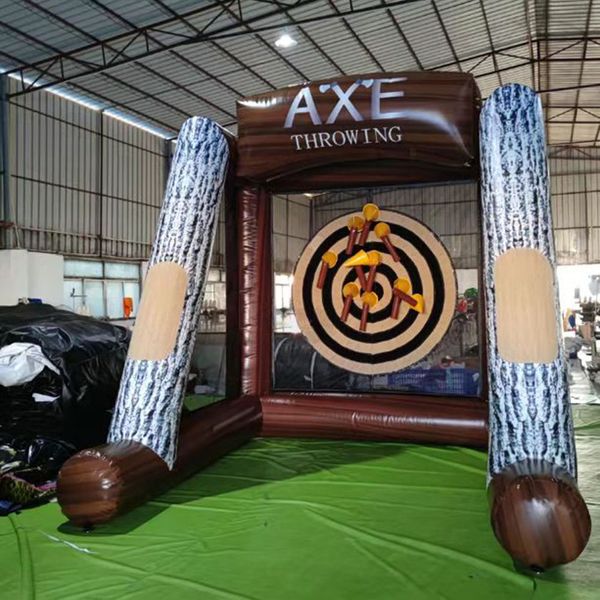 Outdoor games Interactive Inflatable Axe Throwing Games Carnival Sports Athletic Target Shoot Throw Toss Dart Sticky Cage with 10 axes and