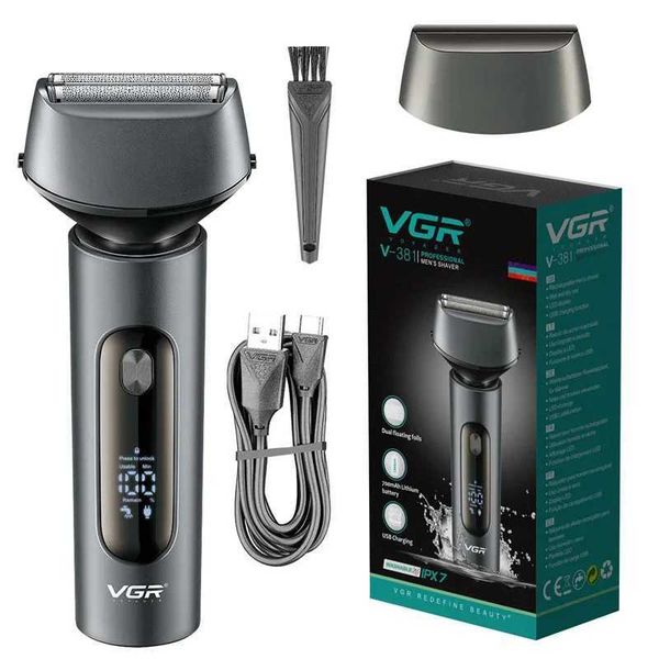 VGR 3-Blades Wet Dry Electric Shaver For Men Rechargeable Facial Electric Razor Washable Beard Shaving Machine LCD DisplayXJ241125