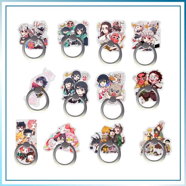 Cell Phone Accessories Creative Ring Mounts Holders Acrylic Finger Ring Buckle Bracket Mixed Anime Demon Slayer Kimetsu No Yaiba Kamado For