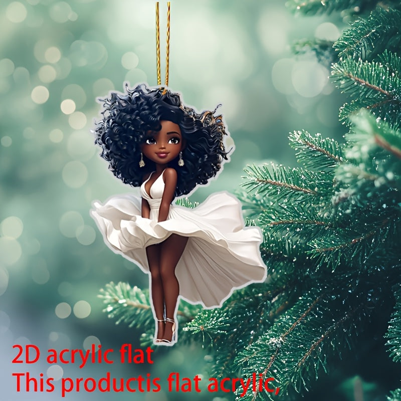 TEMU 2d Flat, Stylish Acrylic Beauty Pendant - 2d, Suitable For Car Decoration, Key Rings, Backpacks And Home Decoration, Christmas Gifts, 2d Flat