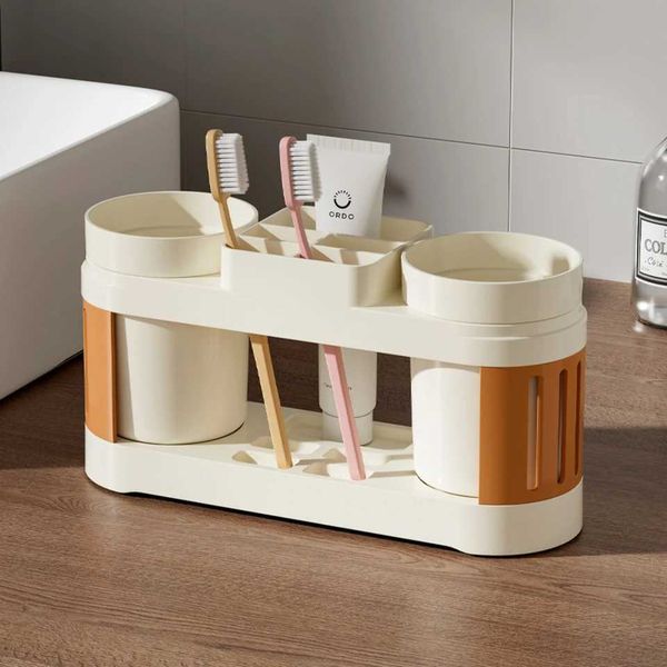 1pc Toothb Holder - Convenient for Toothb Mouthwash Cup and Care - Cpact Countertop Bathro Organizer with Mt Z250117