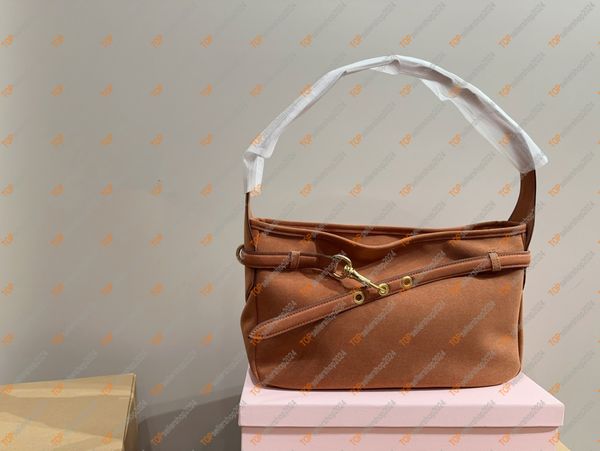 Mi Mi Designer Women&#039;s Suede Leather Underarm Bag Handbag Vintage Luxury Belt Buckle Decoration Women&#039;s Large Capacity Caramel Lea