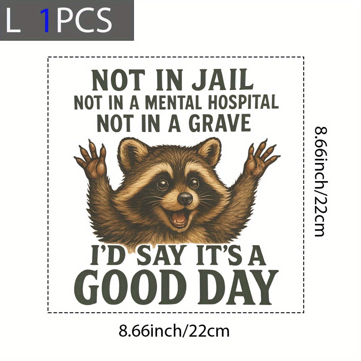 TEMU Funny Raccoon Saying Dtf Heat Transfer Iron-on Sticker - "not Jail Not Mental Hospital" - Masked - Vinyl Iron-on Patch For T-shirts, Bags, Home