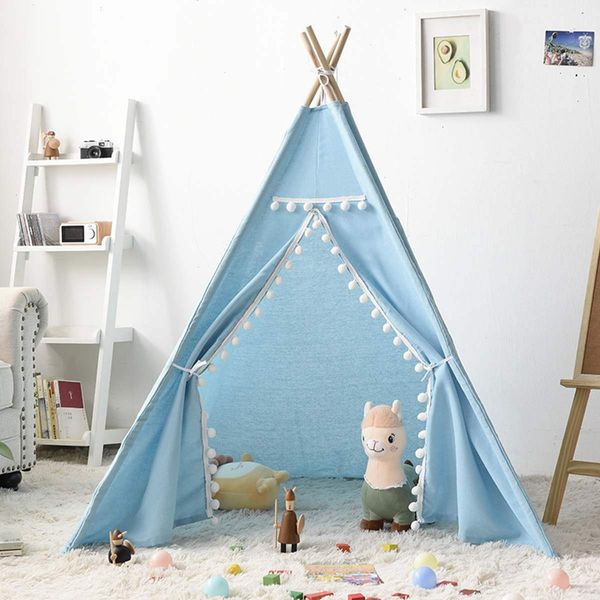 Toy Tents 1.8M Portable Children&#039;s Tents Tipi Play House Kids Cotton Canvas Indian Play Tent Wigwam Child Little Teepee Room Decoration
