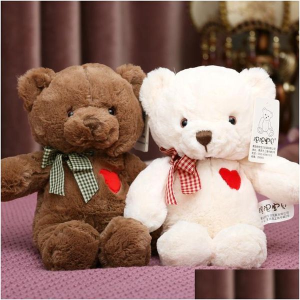 Stuffed Plush Animals 35Cm - 50Cm Lovely Teddy Bear Toys Cute Bears With Heart Doll Girls Valentines Gift Kids Baby Christmas Brin Dhfvb