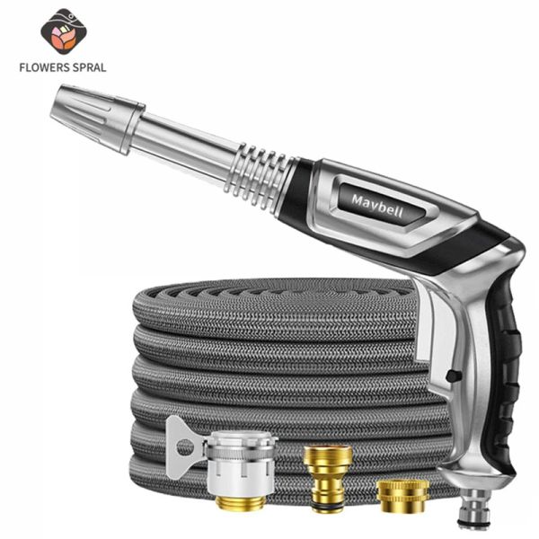 16ft-125ft New Elastic Garden Hose Retractable Stretch Car Wash Hose Can Be Extended For High Pressure Car Wash Hose Water Gun
